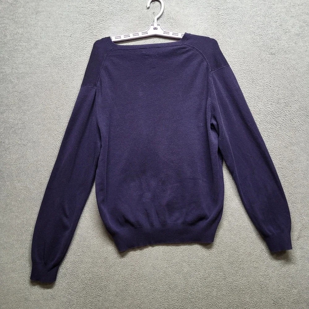 Polo Ralph‎ Lauren Men Sweater Large Blue Pima Cotton Logo Embroidered V Neck
